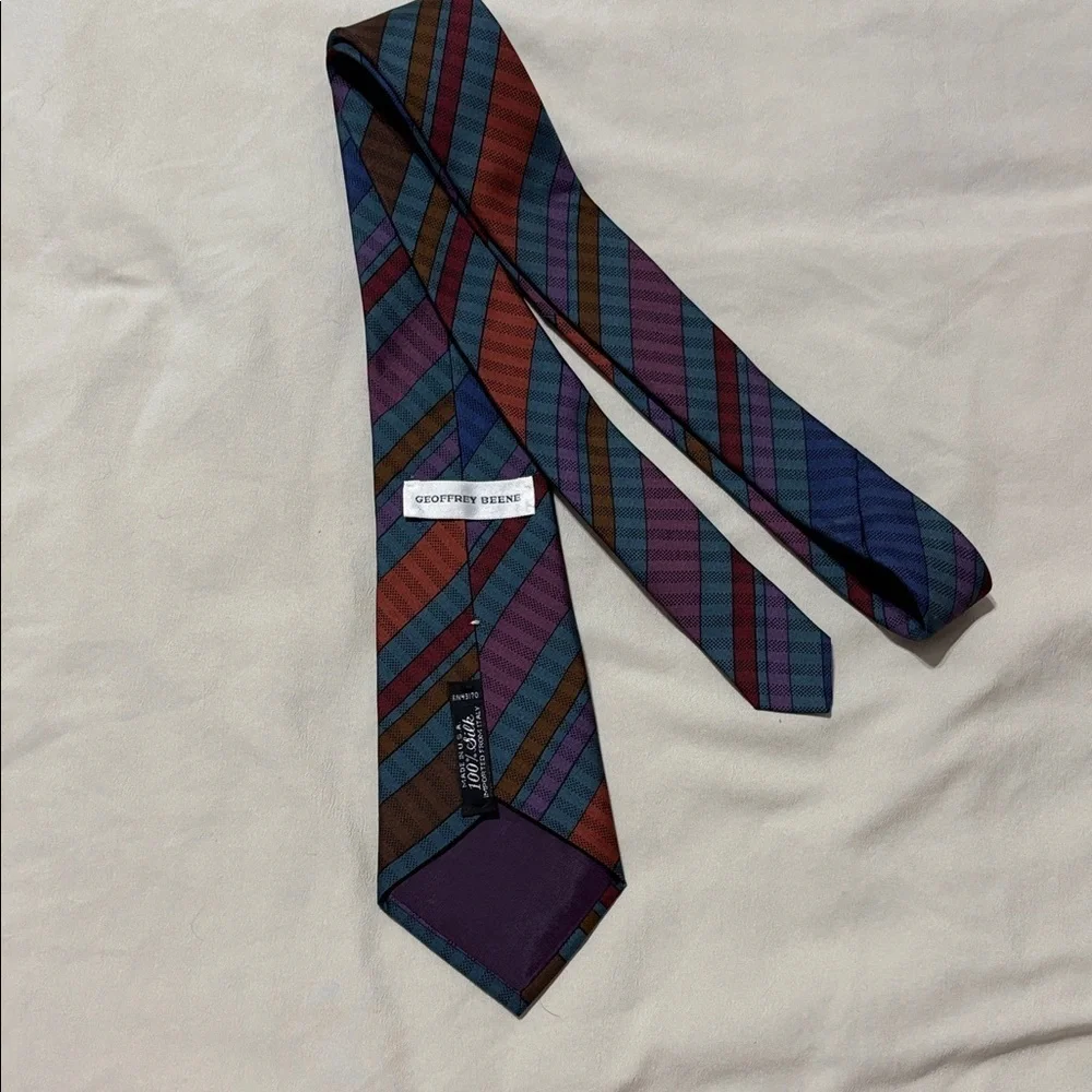 Geoffrey Beene Blue and Red Striped Tie